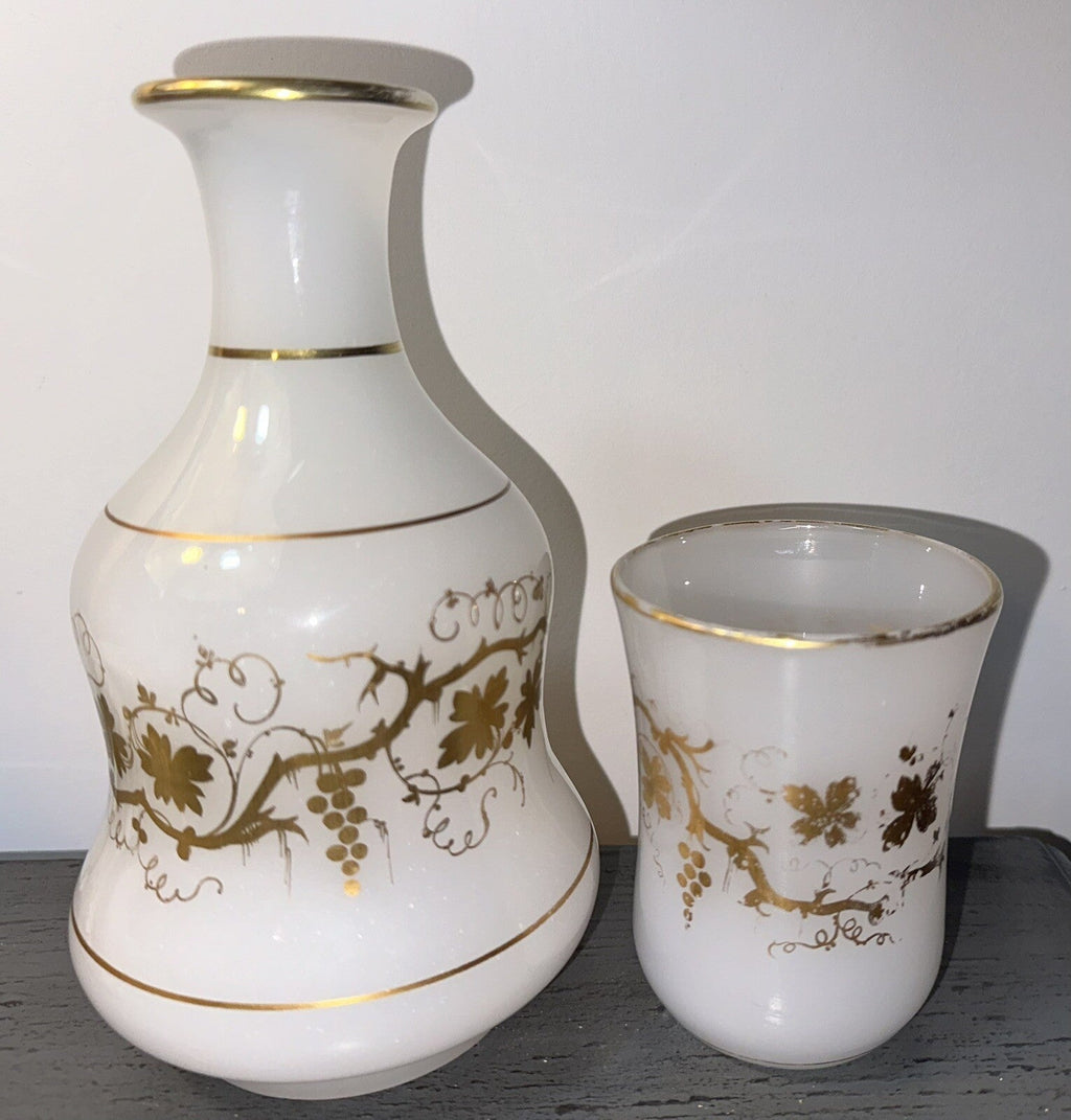 Antique Opaline Tumble Up Gilt Decorated Glass Grape Cluster Vine Smooth Pontil - AntiquesEtceteraAntique Opaline Tumble Up Gilt Decorated Glass Grape Cluster Vine Smooth PontilUnmarkedAntiquesEtcetera
