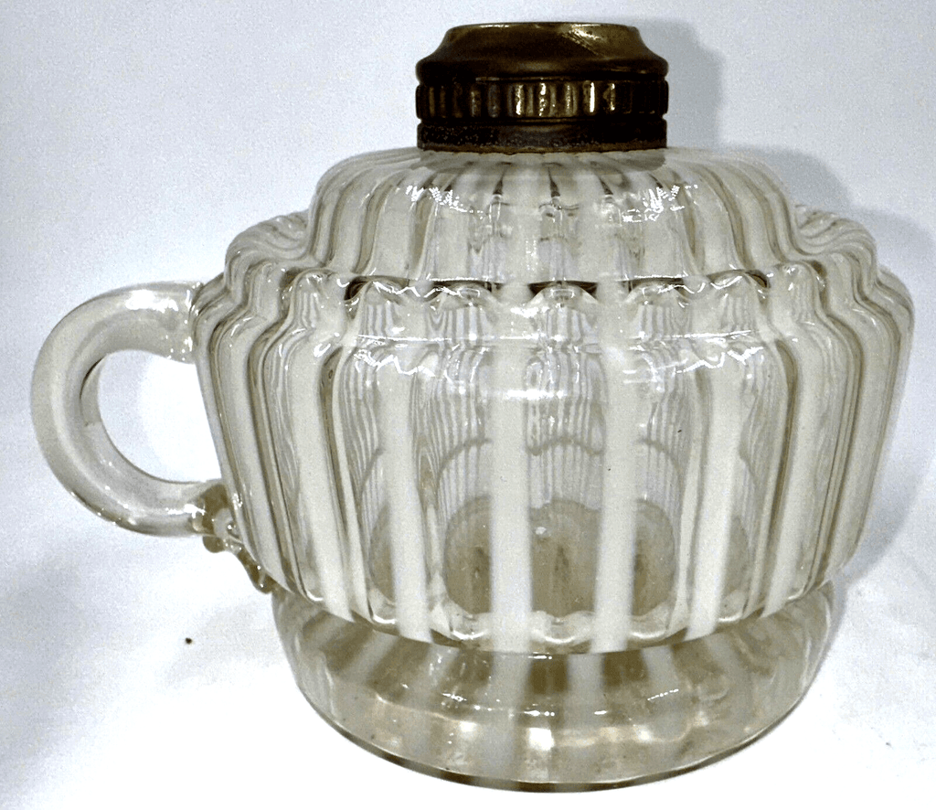 Antique Optic Opalescent White Stripe Flat Hand Finger Kerosene or Oil Lamp - AntiquesEtceteraAntique Optic Opalescent White Stripe Flat Hand Finger Kerosene or Oil LampAntique LightingAntiquesEtceteraAntiquesEtcetera