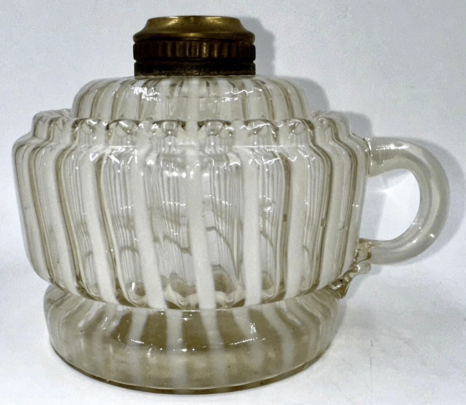 Antique Optic Opalescent White Stripe Flat Hand Finger Kerosene or Oil Lamp - AntiquesEtceteraAntique Optic Opalescent White Stripe Flat Hand Finger Kerosene or Oil LampAntique LightingAntiquesEtceteraAntiquesEtcetera