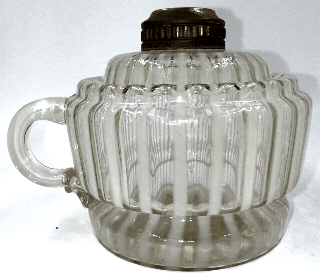 Antique Optic Opalescent White Stripe Flat Hand Finger Kerosene or Oil Lamp - AntiquesEtceteraAntique Optic Opalescent White Stripe Flat Hand Finger Kerosene or Oil LampAntique LightingAntiquesEtceteraAntiquesEtcetera