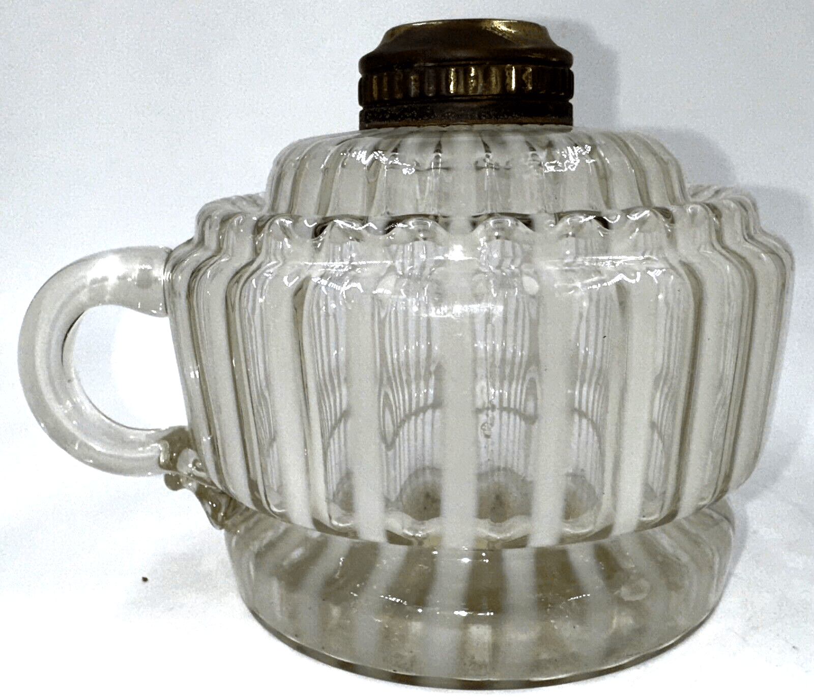 Antique Optic Opalescent White Stripe Flat Hand Finger Kerosene or Oil Lamp - AntiquesEtceteraAntique Optic Opalescent White Stripe Flat Hand Finger Kerosene or Oil LampAntique LightingAntiquesEtceteraAntiquesEtcetera