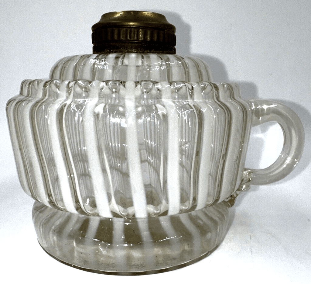 Antique Optic Opalescent White Stripe Flat Hand Finger Kerosene or Oil Lamp - AntiquesEtceteraAntique Optic Opalescent White Stripe Flat Hand Finger Kerosene or Oil LampAntique LightingAntiquesEtceteraAntiquesEtcetera