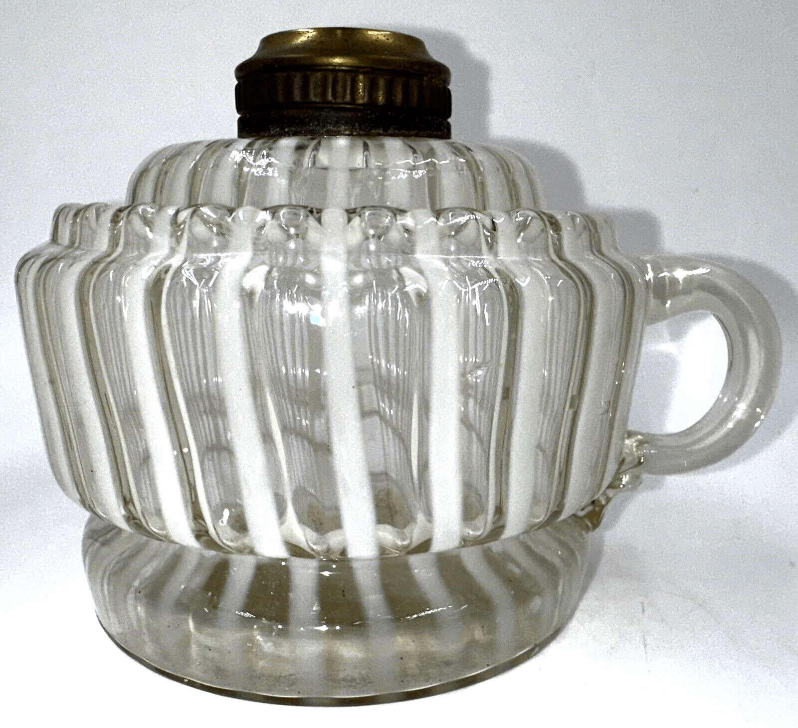 Antique Optic Opalescent White Stripe Flat Hand Finger Kerosene or Oil Lamp - AntiquesEtceteraAntique Optic Opalescent White Stripe Flat Hand Finger Kerosene or Oil LampAntique LightingAntiquesEtceteraAntiquesEtcetera