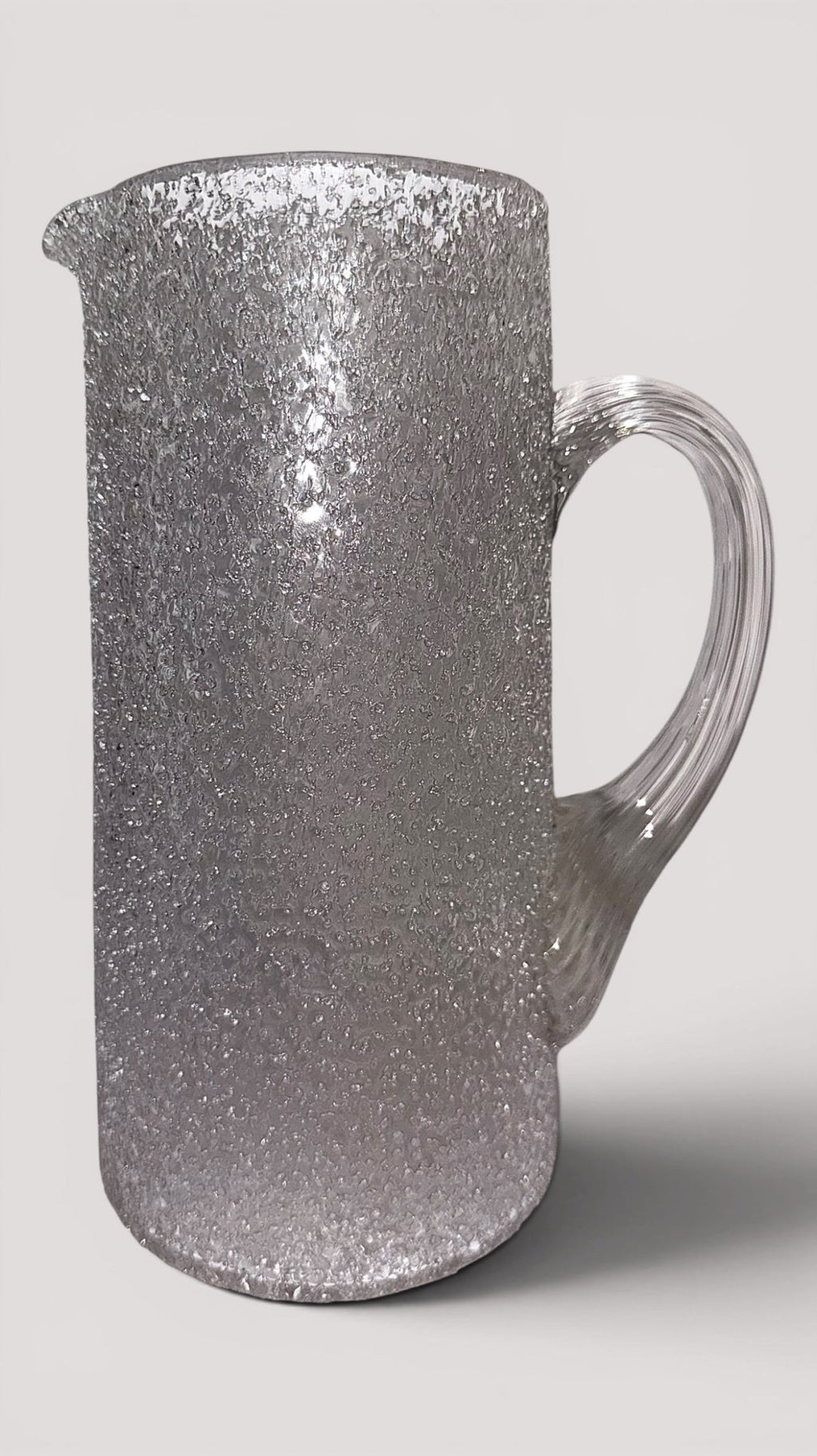 Antique Overshot Glass Pitcher 8 1/4" Tankard Form with Reeded HandleAntiquesEtcetera