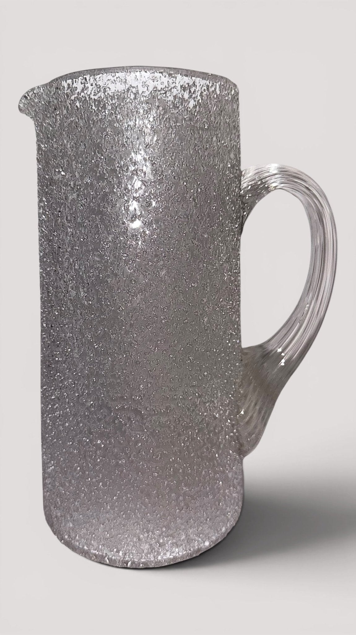 Antique Overshot Glass Pitcher 8 1/4" Tankard Form with Reeded HandleAntiquesEtcetera