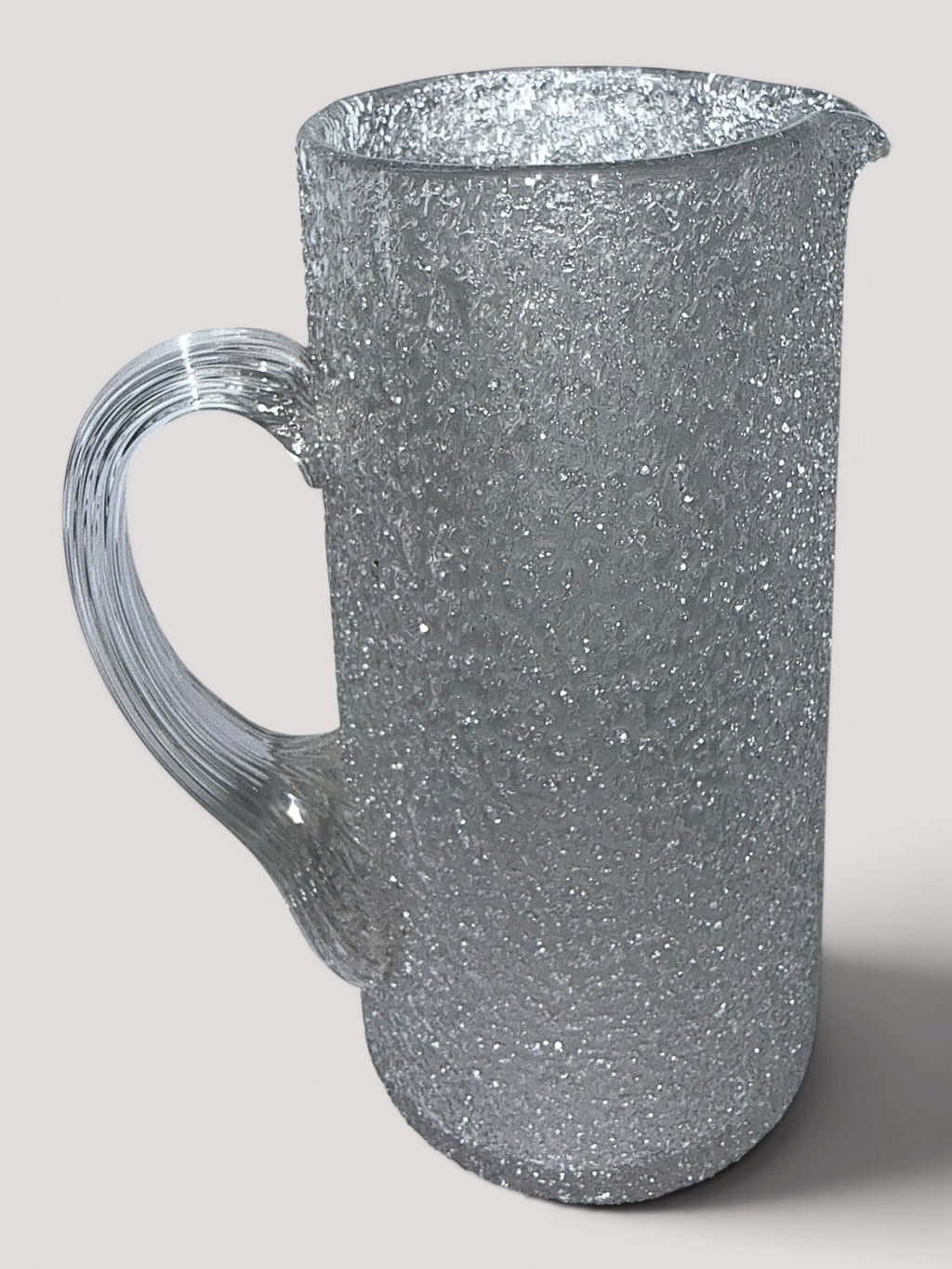 Antique Overshot Glass Pitcher 8 1/4" Tankard Form with Reeded HandleAntiquesEtcetera