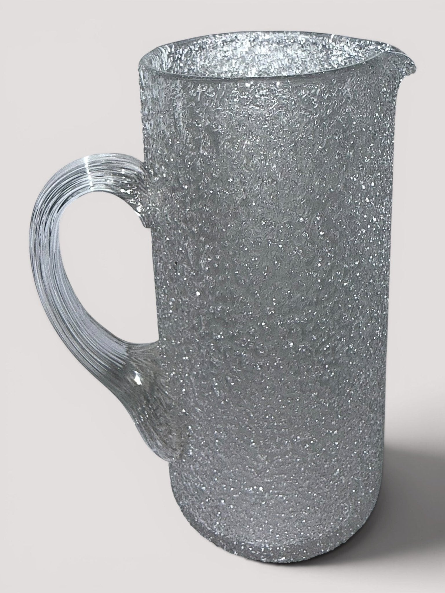Antique Overshot Glass Pitcher 8 1/4" Tankard Form with Reeded HandleAntiquesEtcetera