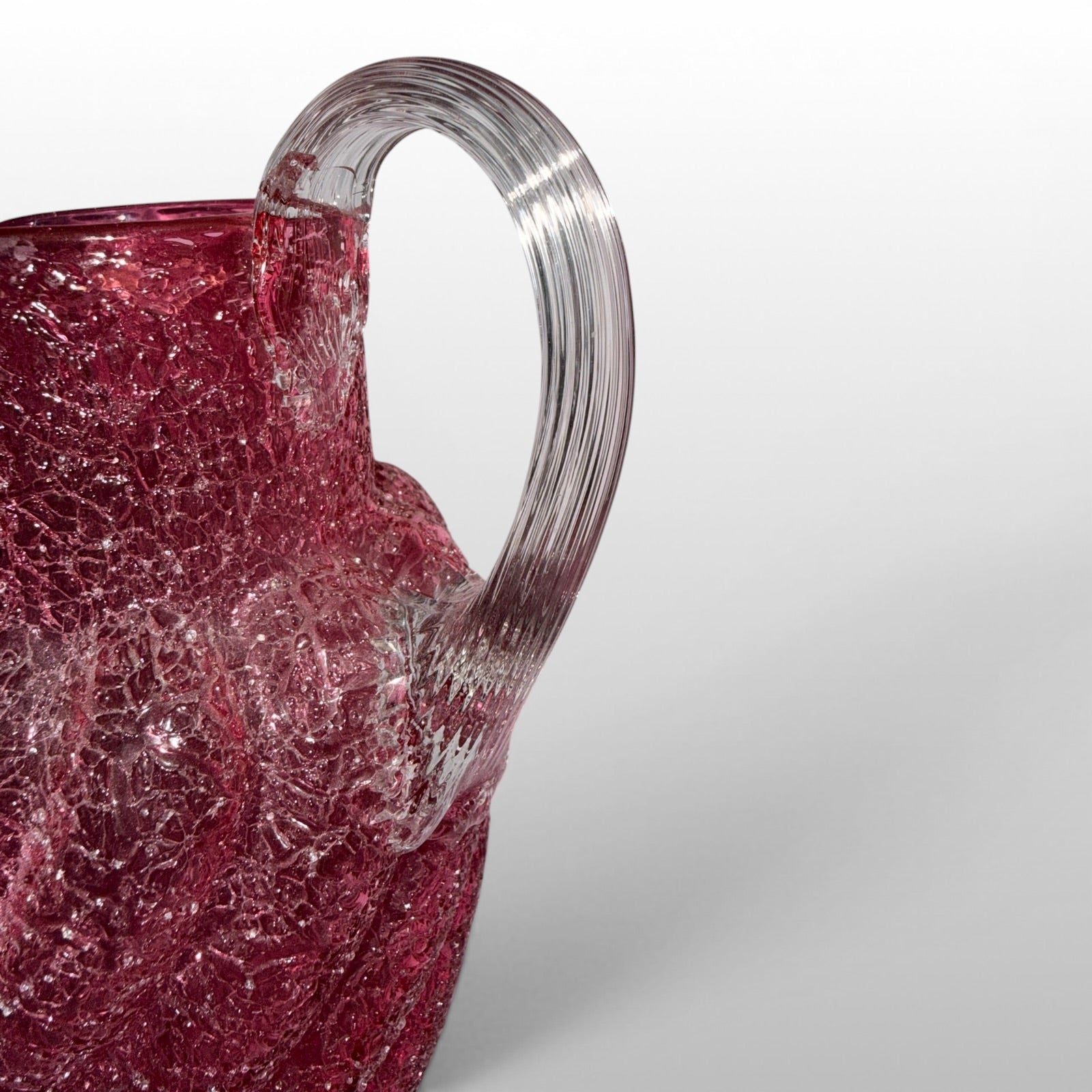 Antique Overshot Glass Pitcher, Swirl Molded with Applied Arched Reeded HandleAntiquesEtcetera
