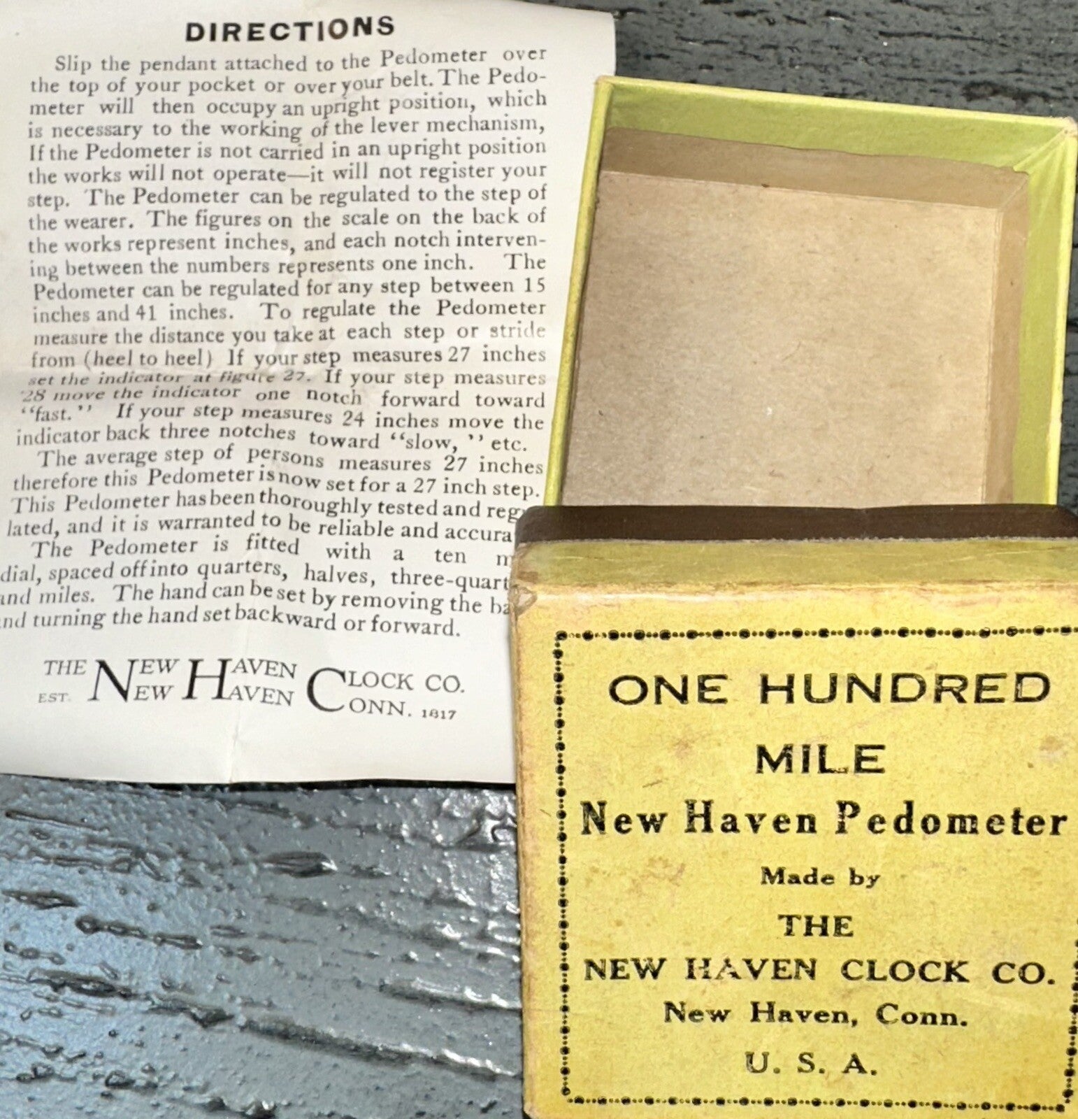 Antique Pedometer Original Box New Haven Clock Co Pocket Style w/ Instructions - AntiquesEtceteraAntique Pedometer Original Box New Haven Clock Co Pocket Style w/ InstructionsAntiquesEtceteraAntiquesEtcetera