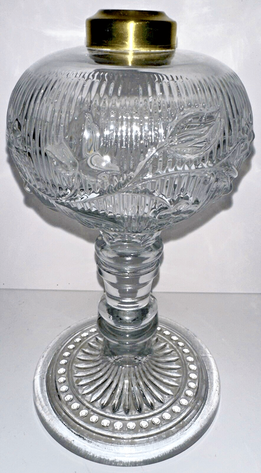 Antique PERIWINKLE Kerosene or Oil Stand Lamp Thuro II, 110i Lovely Floral Motif - AntiquesEtceteraAntique PERIWINKLE Kerosene or Oil Stand Lamp Thuro II, 110i Lovely Floral MotifUnbrandedAntiquesEtcetera