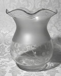 Antique Petite Oil Kerosene Oregon Lamp Shade Wheel-Cut Glass Floral Band 3" RimAntiquesEtcetera