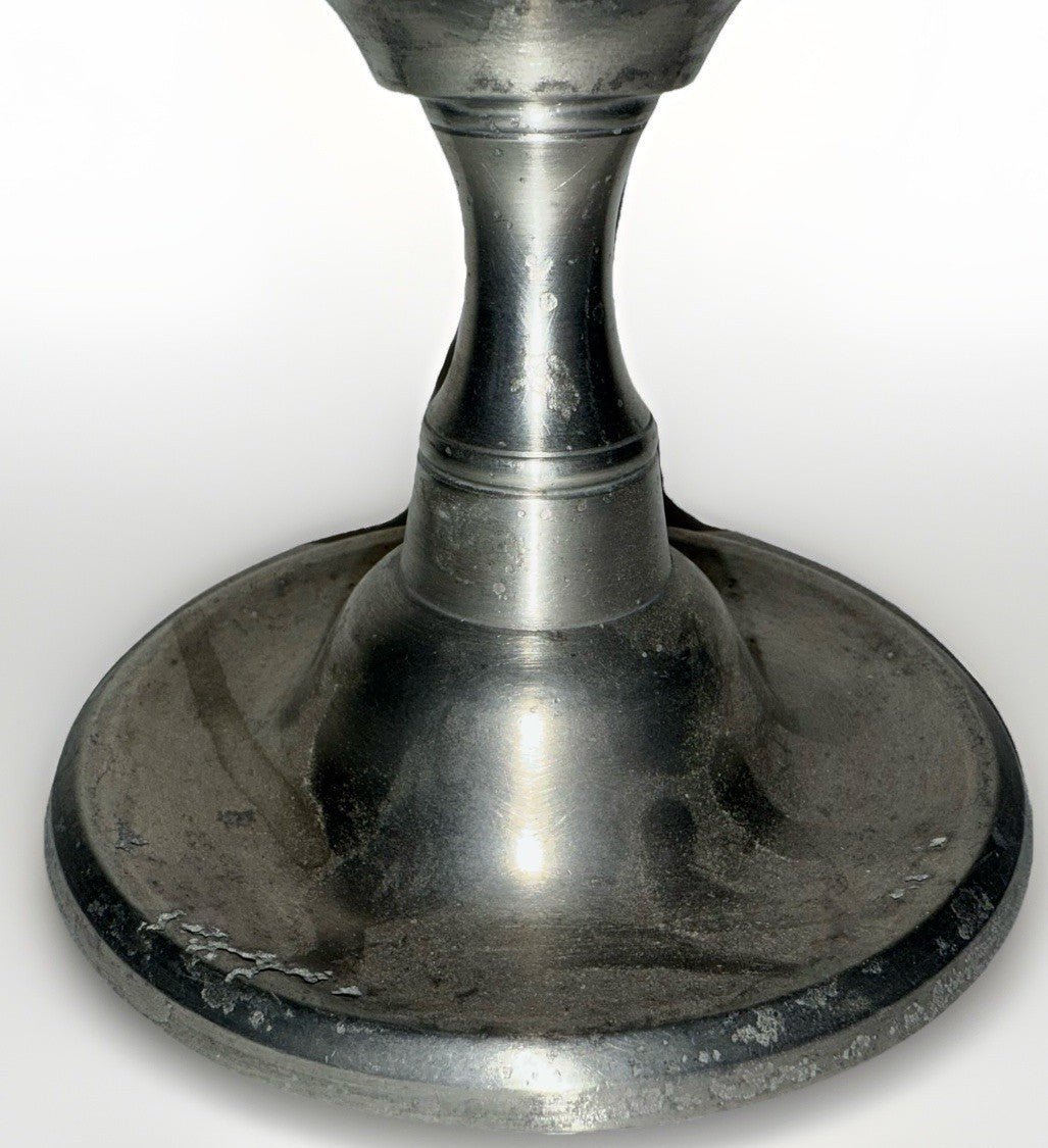 Antique Pewter Double Tube Whale Oil Lamp w/ Burner & Drip Well Base 1800s - AntiquesEtceteraAntique Pewter Double Tube Whale Oil Lamp w/ Burner & Drip Well Base 1800sAntique LightingAntiquesEtceteraAntiquesEtcetera