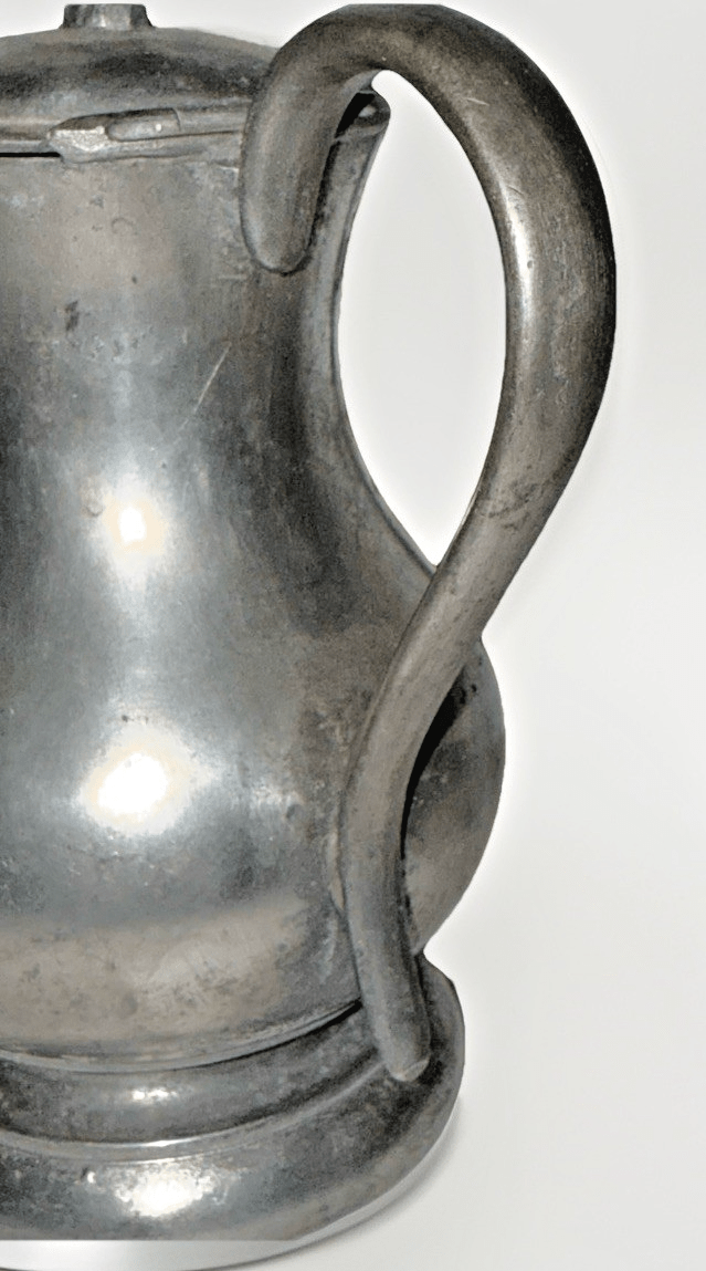 Antique Pewter Syrup Pitcher Hinged Lid with Morning Glory Finial Applied Handle - AntiquesEtceteraAntique Pewter Syrup Pitcher Hinged Lid with Morning Glory Finial Applied HandleUnbrandedAntiquesEtcetera