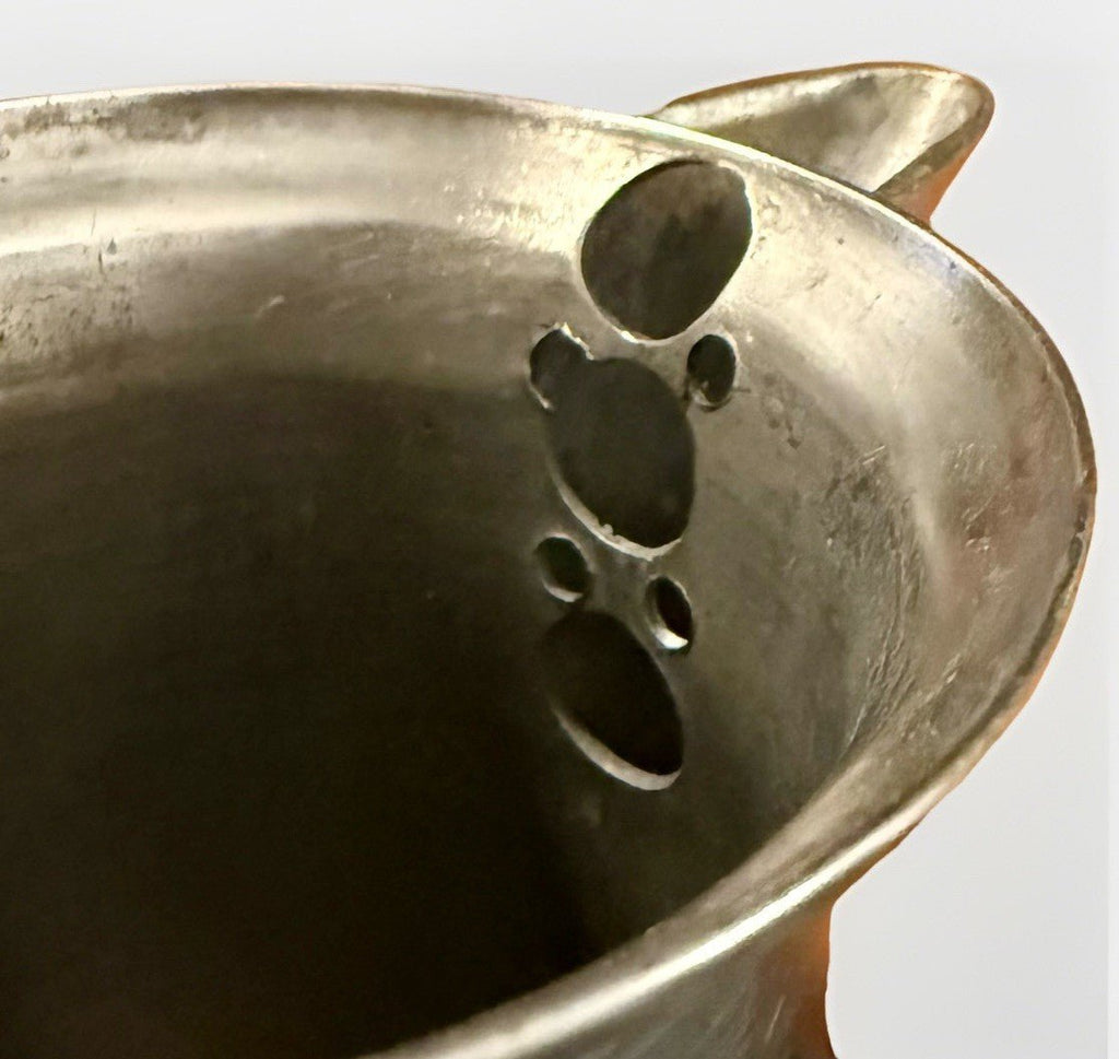 Antique Pewter Syrup Pitcher w/ Hinged Lid, Queen Anne Handle, Thumb Knob Lift - AntiquesEtceteraAntique Pewter Syrup Pitcher w/ Hinged Lid, Queen Anne Handle, Thumb Knob LiftAntique PewterAntiquesEtceteraAntiquesEtcetera