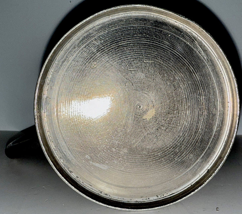 Antique Pewter Syrup Pitcher w/ Hinged Lid, Queen Anne Handle, Thumb Knob Lift - AntiquesEtceteraAntique Pewter Syrup Pitcher w/ Hinged Lid, Queen Anne Handle, Thumb Knob LiftAntique PewterAntiquesEtceteraAntiquesEtcetera