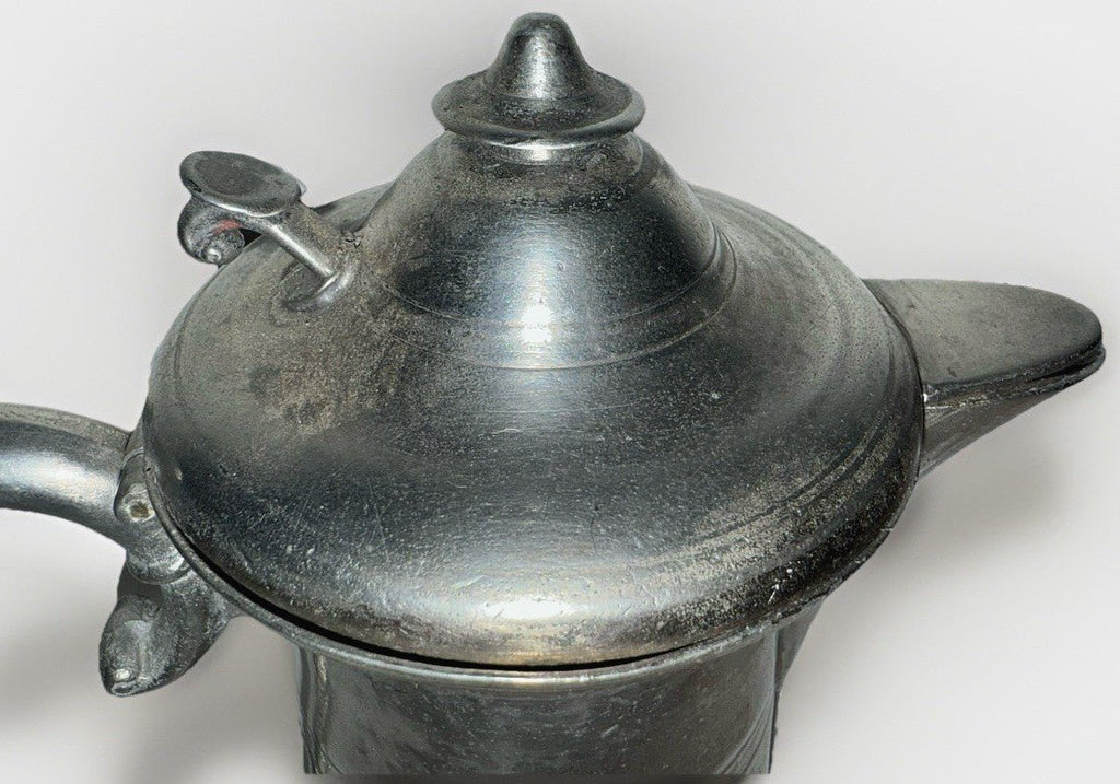 Antique Pewter Syrup Pitcher w/ Hinged Lid, Queen Anne Handle, Thumb Knob Lift - AntiquesEtceteraAntique Pewter Syrup Pitcher w/ Hinged Lid, Queen Anne Handle, Thumb Knob LiftAntique PewterAntiquesEtceteraAntiquesEtcetera
