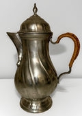Antique Pewter Teapot Basketweave Handle Diagonal Swirl Hinged Lid Art Nouveau - AntiquesEtceteraAntique Pewter Teapot Basketweave Handle Diagonal Swirl Hinged Lid Art NouveauUnbrandedAntiquesEtcetera