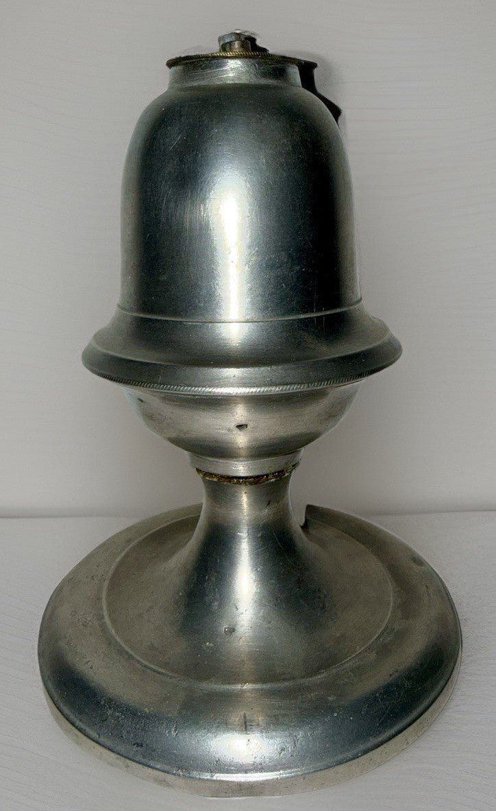 Antique Pewter Whale Oil Fluid Lamp with Double Tube Burner - AntiquesEtceteraAntique Pewter Whale Oil Fluid Lamp with Double Tube BurnerAntiqueAntiquesEtcetera