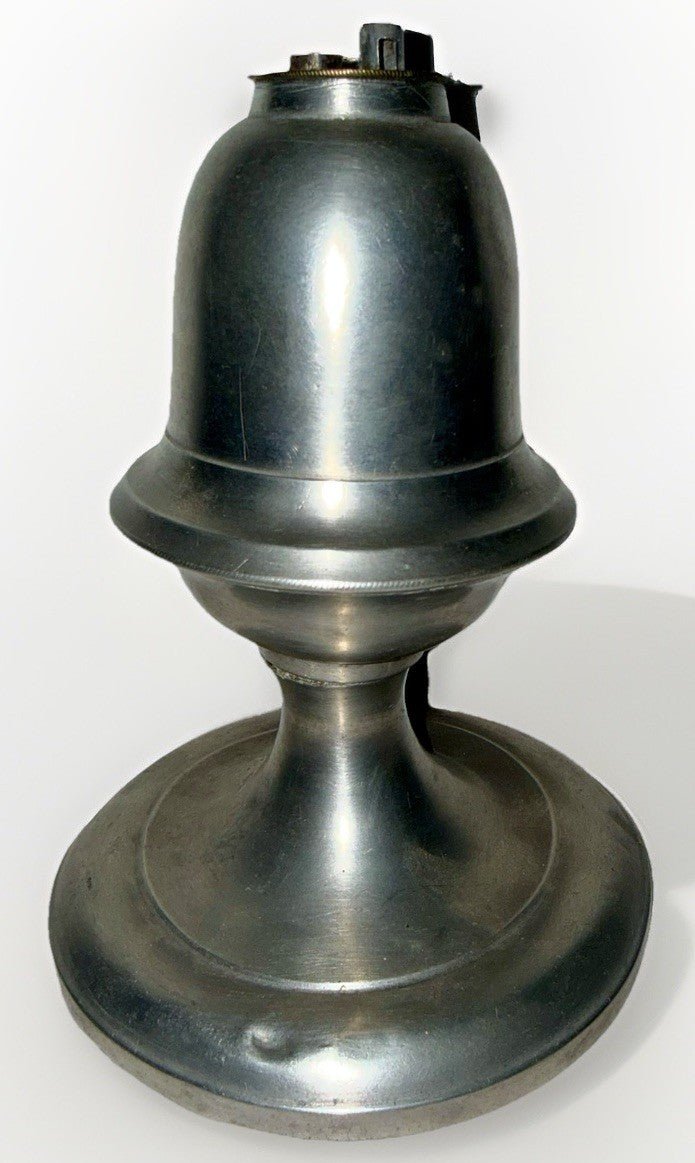 Antique Pewter Whale Oil Fluid Lamp with Double Tube Burner - AntiquesEtceteraAntique Pewter Whale Oil Fluid Lamp with Double Tube BurnerAntiqueAntiquesEtcetera