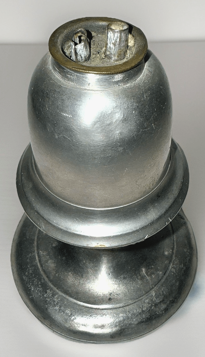 Antique Pewter Whale Oil Lamp w/ Double Tube Burner 1800s 6 1/8" w/ Wide Base - AntiquesEtceteraAntique Pewter Whale Oil Lamp w/ Double Tube Burner 1800s 6 1/8" w/ Wide BaseAntiqueAntiquesEtcetera