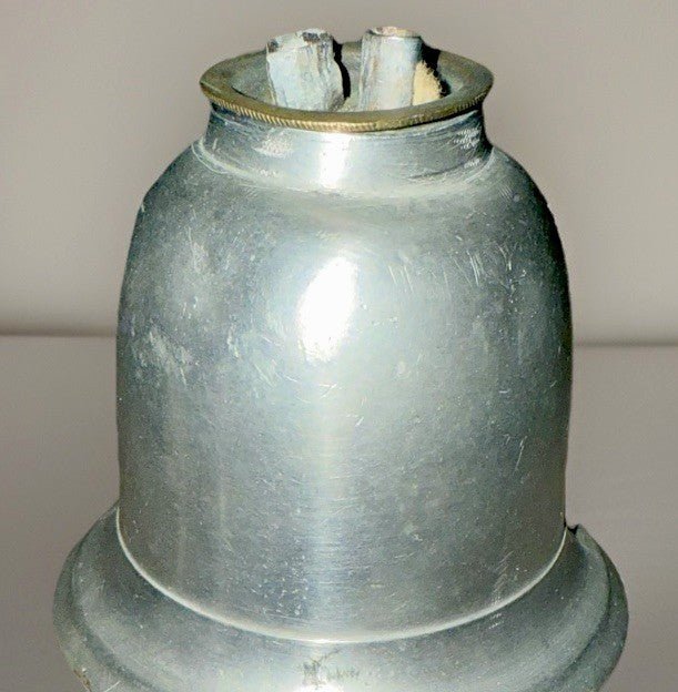 Antique Pewter Whale Oil Lamp w/ Double Tube Burner 1800s 6 1/8" w/ Wide Base - AntiquesEtceteraAntique Pewter Whale Oil Lamp w/ Double Tube Burner 1800s 6 1/8" w/ Wide BaseAntiqueAntiquesEtcetera