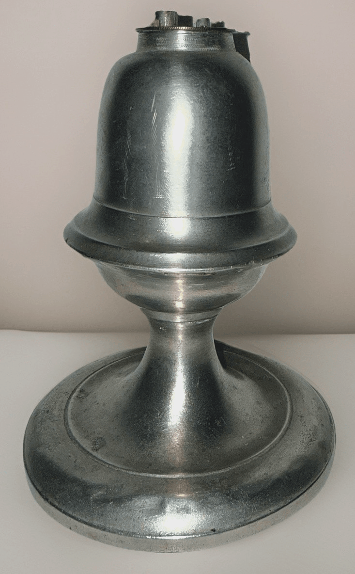 Antique Pewter Whale Oil Lamp w/ Double Tube Burner 1800s 6 1/8" w/ Wide Base - AntiquesEtceteraAntique Pewter Whale Oil Lamp w/ Double Tube Burner 1800s 6 1/8" w/ Wide BaseAntiqueAntiquesEtcetera