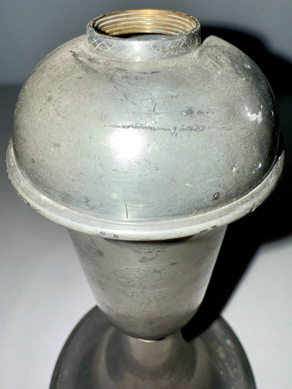 Antique Pewter Whale Oil Lamp Weighted Base w/ Double Tube Burner Nice Condition - AntiquesEtceteraAntique Pewter Whale Oil Lamp Weighted Base w/ Double Tube Burner Nice ConditionAntiqueAntiquesEtcetera