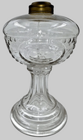 Antique Pre 1880 STAR OVAL PANEL Kerosene Oil Glass Stand Lamp THURO Bk 1 - 99hAntiquesEtcetera