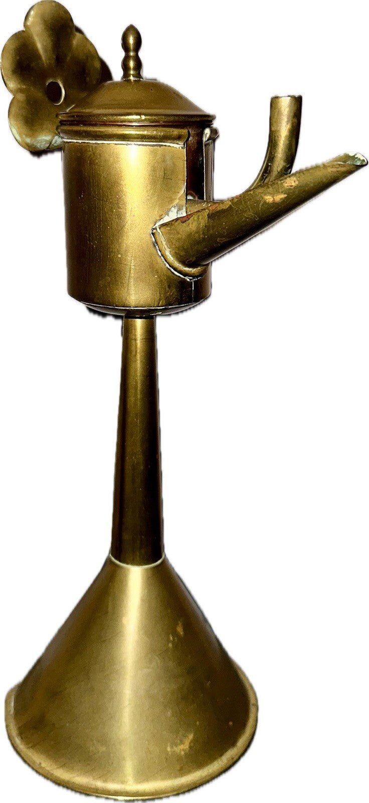 Antique Sheet Brass Flemish Spout / Snotneus Lamp 18th - 19th C. w/ Drop - In Font - AntiquesEtceteraAntique Sheet Brass Flemish Spout / Snotneus Lamp 18th - 19th C. w/ Drop - In FontAntique LightingAntiquesEtceteraAntiquesEtcetera