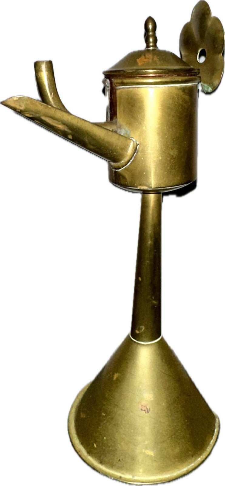 Antique Sheet Brass Flemish Spout / Snotneus Lamp 18th - 19th C. w/ Drop - In Font - AntiquesEtceteraAntique Sheet Brass Flemish Spout / Snotneus Lamp 18th - 19th C. w/ Drop - In FontAntique LightingAntiquesEtceteraAntiquesEtcetera