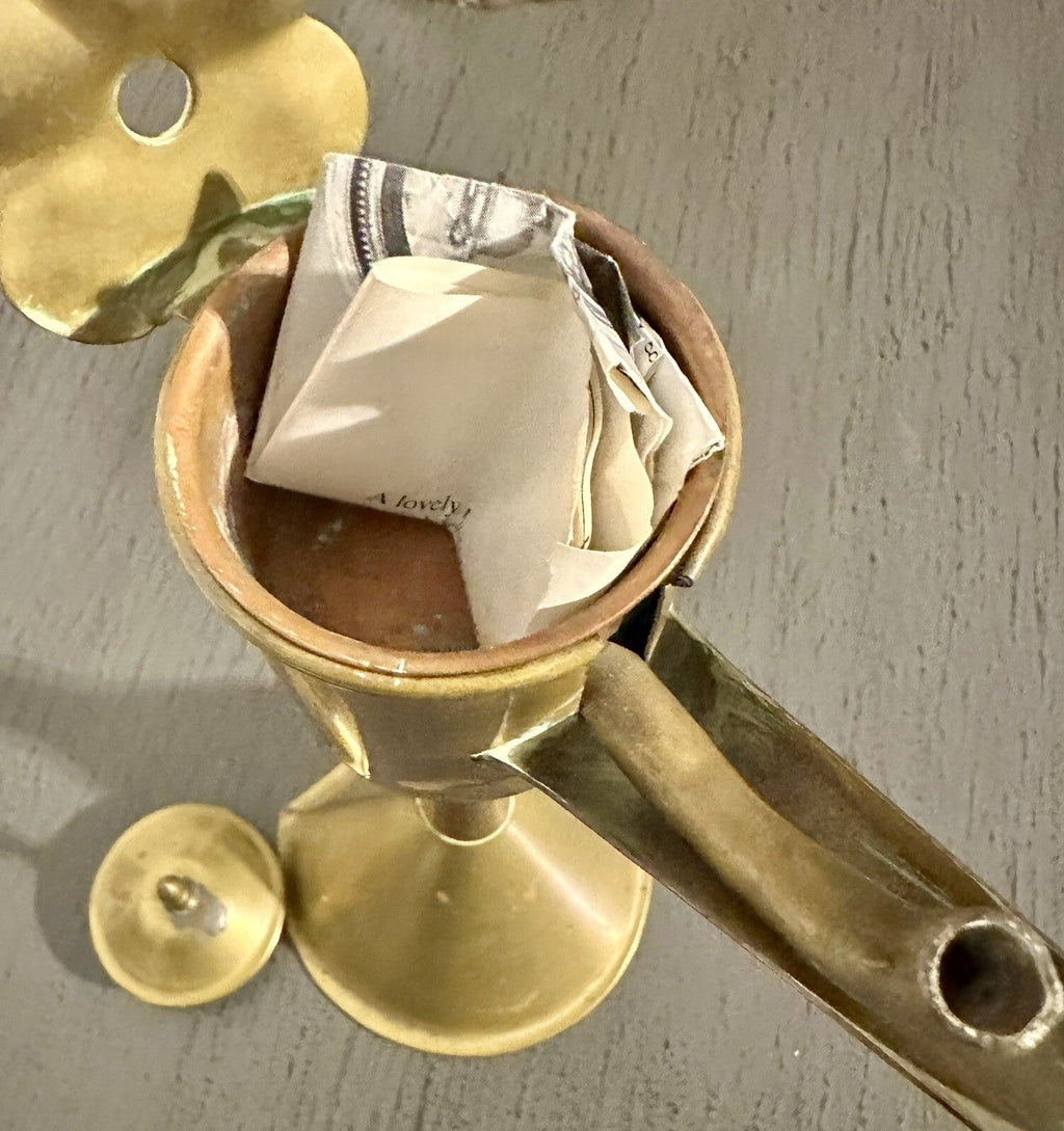 Antique Sheet Brass Flemish Spout / Snotneus Lamp 18th - 19th C. w/ Drop - In Font - AntiquesEtceteraAntique Sheet Brass Flemish Spout / Snotneus Lamp 18th - 19th C. w/ Drop - In FontAntique LightingAntiquesEtceteraAntiquesEtcetera