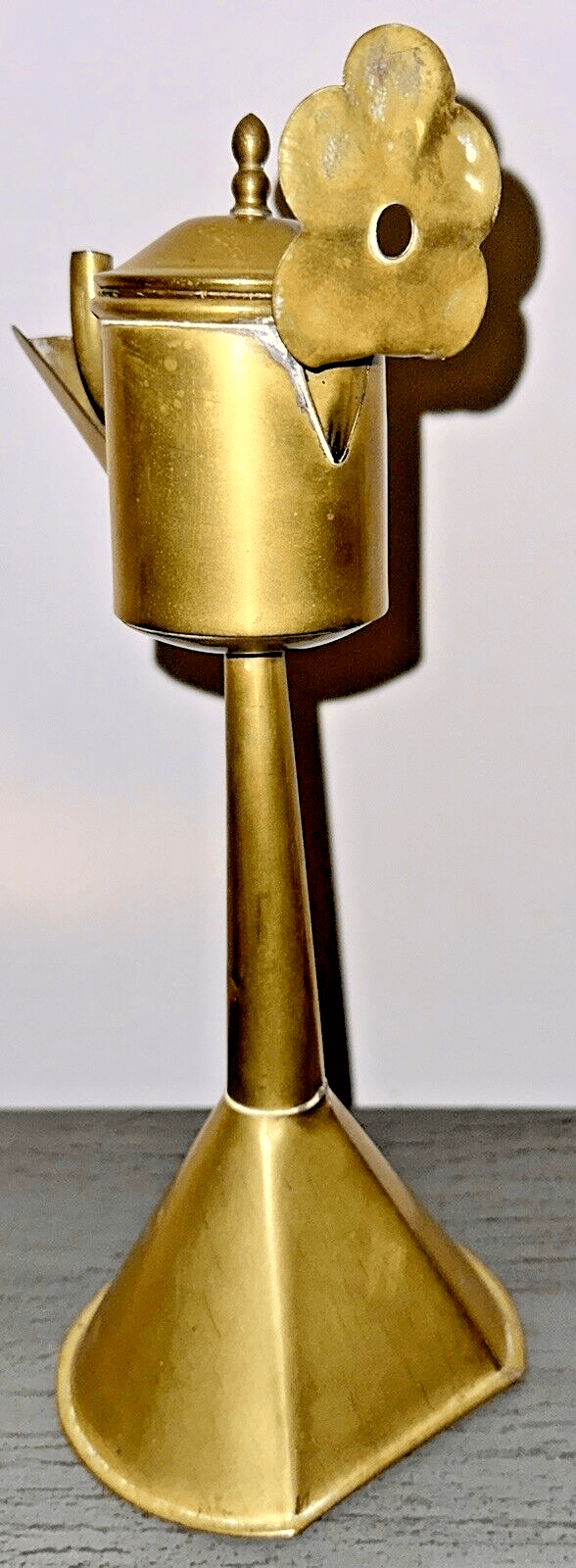Antique Sheet Brass Flemish Spout / Snotneus Lamp 18th - 19th C. w/ Drop - In Font - AntiquesEtceteraAntique Sheet Brass Flemish Spout / Snotneus Lamp 18th - 19th C. w/ Drop - In FontAntique LightingAntiquesEtceteraAntiquesEtcetera