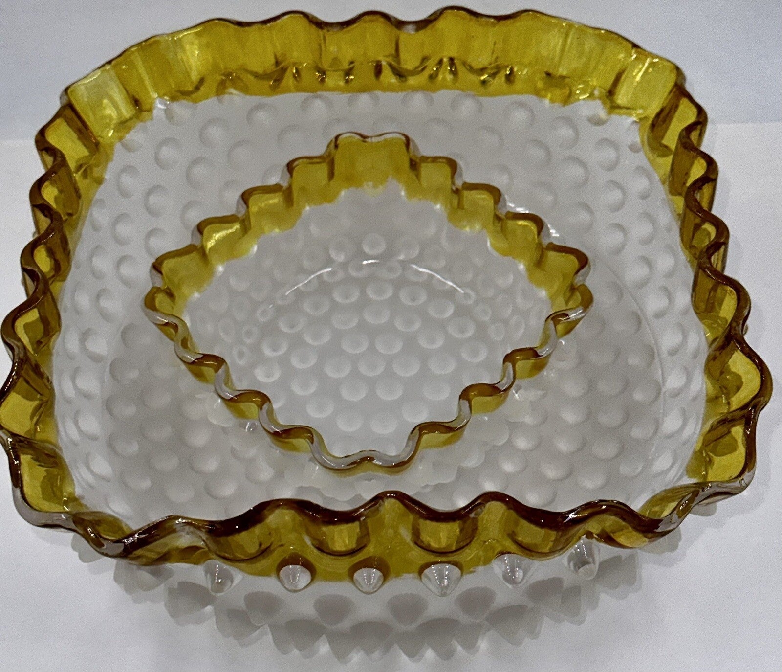 Antique Square Master Fruit Bowl Hobbs Brockunier DEW DROP Frances 1886 Museum - AntiquesEtceteraAntique Square Master Fruit Bowl Hobbs Brockunier DEW DROP Frances 1886 MuseumHobbs BrockunierAntiquesEtcetera
