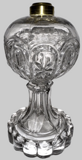 Antique STAR and LOOP Kerosene Oil EAPG Glass Stand Lamp THURO II; 79 j-k RareAntiquesEtcetera