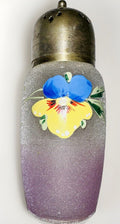 Antique Sugar Shaker Enamel Pansy Textured Glass Silver Plated EPNS Lid - AntiquesEtceteraAntique Sugar Shaker Enamel Pansy Textured Glass Silver Plated EPNS LidUnmarkedAntiquesEtcetera