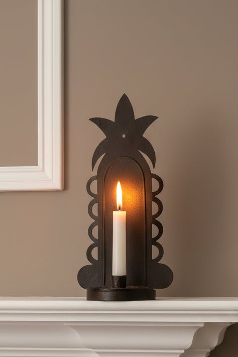 Antique Tin Candle Wall Sconce 15.75" High Pineapple "Welcome" Motif - AntiquesEtceteraAntique Tin Candle Wall Sconce 15.75" High Pineapple "Welcome" MotifAntique Candle SconceAntiquesEtceteraAntiquesEtcetera