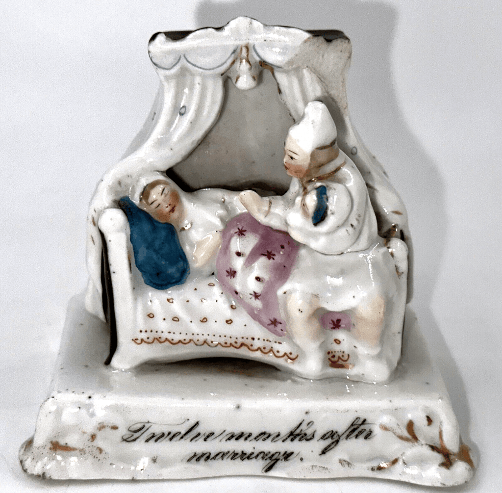 Antique Victorian Porcelain Fairing TWELVE MONTHS AFTER MARRIAGE Parents w/ Baby - AntiquesEtceteraAntique Victorian Porcelain Fairing TWELVE MONTHS AFTER MARRIAGE Parents w/ BabyAntiquesEtceteraAntiquesEtcetera
