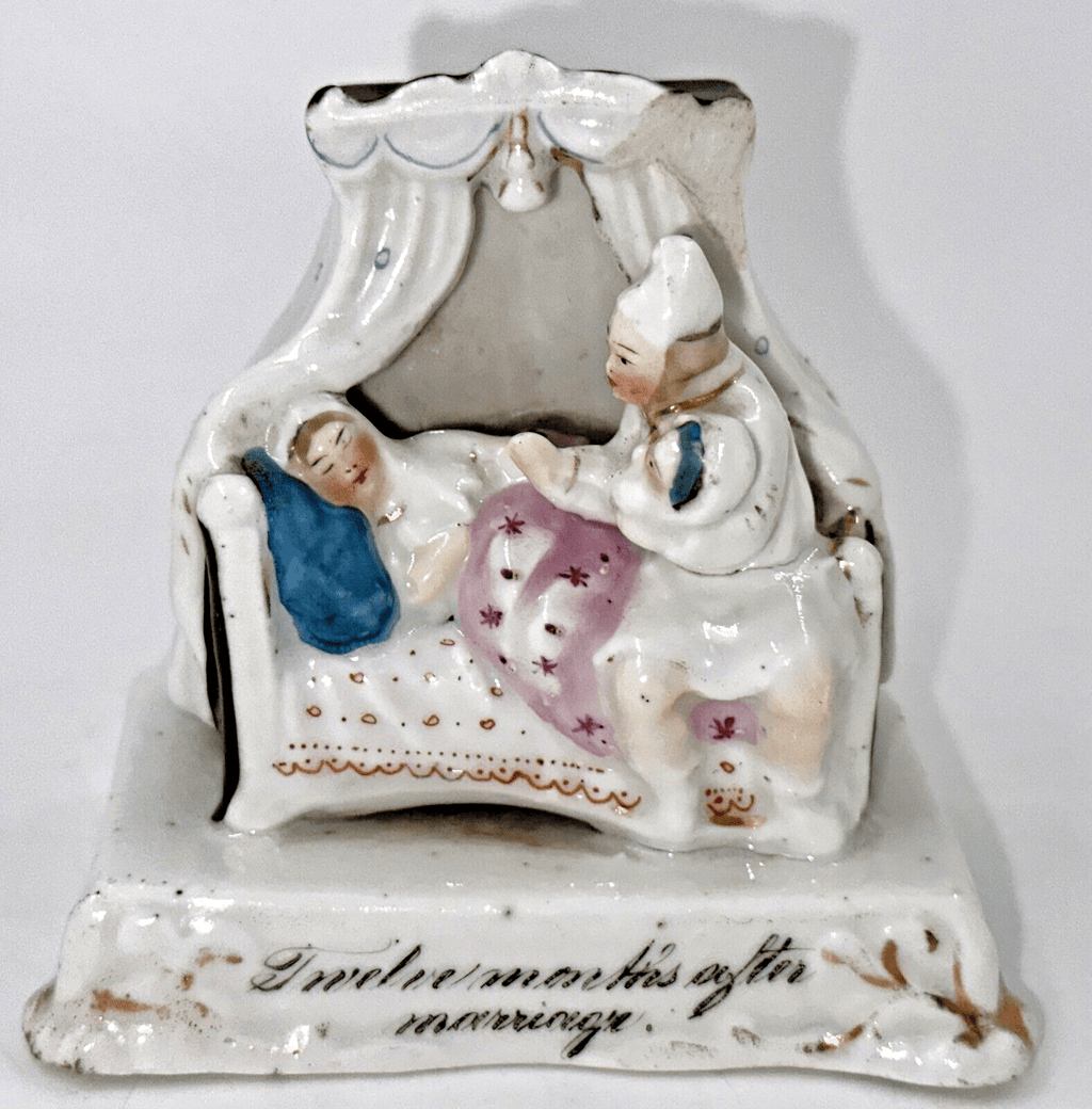 Antique Victorian Porcelain Fairing TWELVE MONTHS AFTER MARRIAGE Parents w/ Baby - AntiquesEtceteraAntique Victorian Porcelain Fairing TWELVE MONTHS AFTER MARRIAGE Parents w/ BabyAntiquesEtceteraAntiquesEtcetera