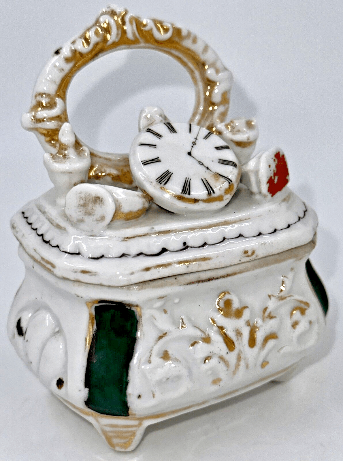 Antique Victorian Porcelain Trinket Box Fairing Vanity Mirror Watch Ring Perfume - AntiquesEtceteraAntique Victorian Porcelain Trinket Box Fairing Vanity Mirror Watch Ring PerfumeAntiquesEtceteraAntiquesEtcetera