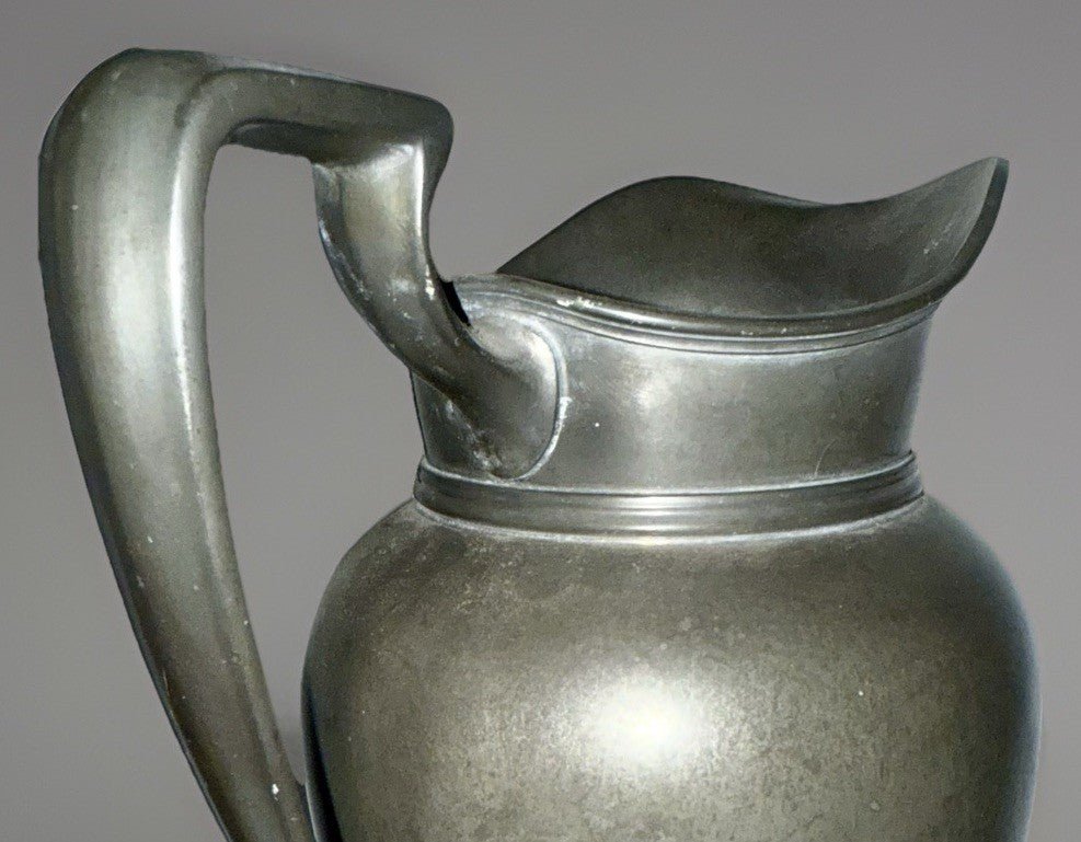 Antique Wallace Silver Co Pewter Lemonade Pitcher ca 1930 Art Deco Edgy Handle - AntiquesEtceteraAntique Wallace Silver Co Pewter Lemonade Pitcher ca 1930 Art Deco Edgy HandleWallace Silver Co.AntiquesEtcetera