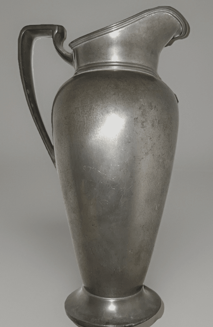 Antique Wallace Silver Co Pewter Lemonade Pitcher ca 1930 Art Deco Edgy Handle - AntiquesEtceteraAntique Wallace Silver Co Pewter Lemonade Pitcher ca 1930 Art Deco Edgy HandleWallace Silver Co.AntiquesEtcetera