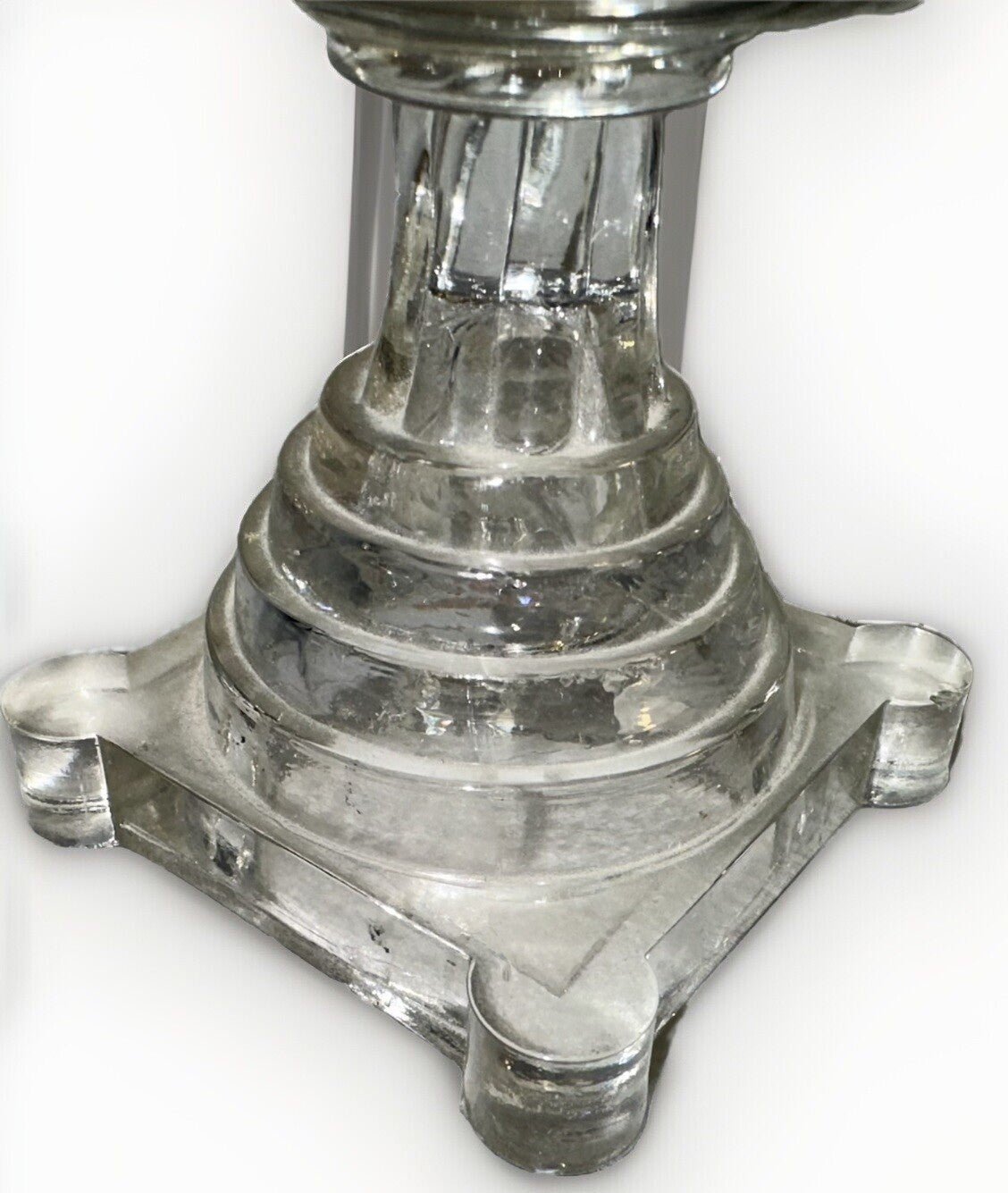 Antique Whale Oil Lamp Free Blown & Pressed Lacy Glass Pewter Collar 1840 1860 - AntiquesEtceteraAntique Whale Oil Lamp Free Blown & Pressed Lacy Glass Pewter Collar 1840 1860AntiqueAntiquesEtcetera