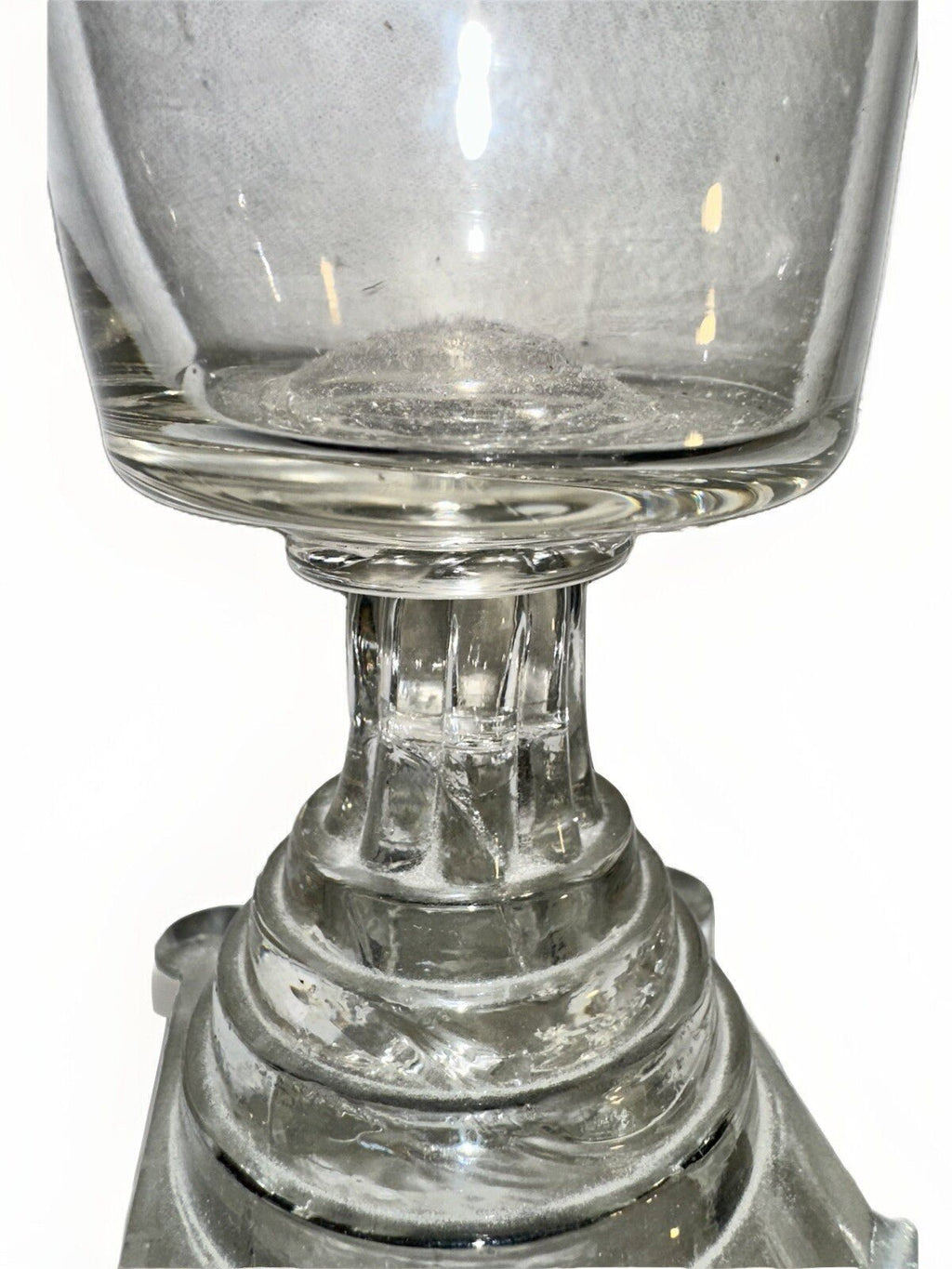Antique Whale Oil Lamp Free Blown & Pressed Lacy Glass Pewter Collar 1840 1860 - AntiquesEtceteraAntique Whale Oil Lamp Free Blown & Pressed Lacy Glass Pewter Collar 1840 1860AntiqueAntiquesEtcetera