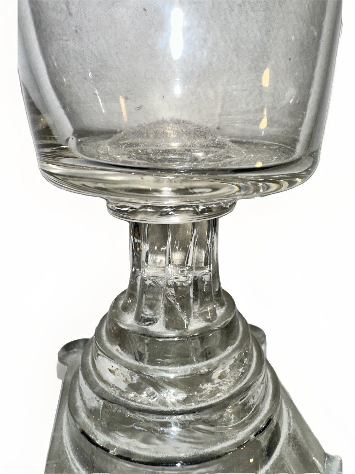 Antique Whale Oil Lamp Free Blown & Pressed Lacy Glass Pewter Collar 1840 1860 - AntiquesEtceteraAntique Whale Oil Lamp Free Blown & Pressed Lacy Glass Pewter Collar 1840 1860AntiqueAntiquesEtcetera