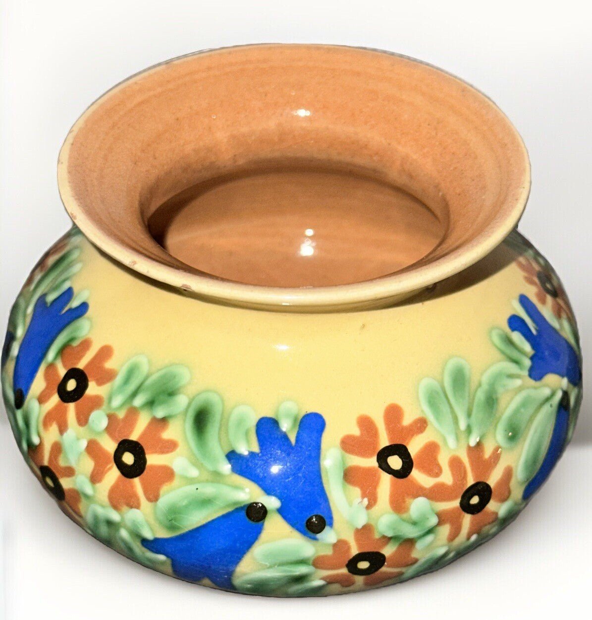 Anton Lang Pottery Oberammergau Vase Blue Orange Floral Signed Antique - AntiquesEtceteraAnton Lang Pottery Oberammergau Vase Blue Orange Floral Signed AntiquePotteryAntiquesEtceteraAntiquesEtcetera