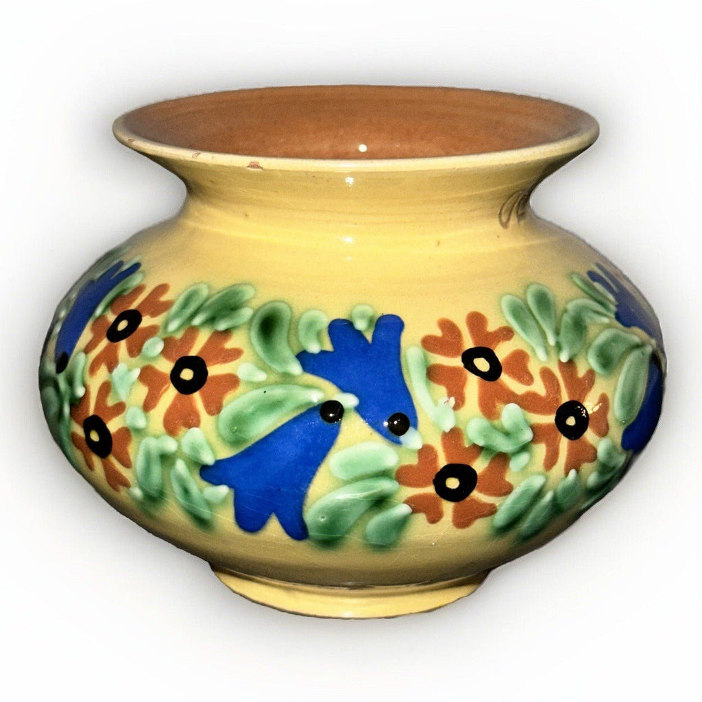 Anton Lang Pottery Oberammergau Vase Blue Orange Floral Signed Antique - AntiquesEtceteraAnton Lang Pottery Oberammergau Vase Blue Orange Floral Signed AntiquePotteryAntiquesEtceteraAntiquesEtcetera