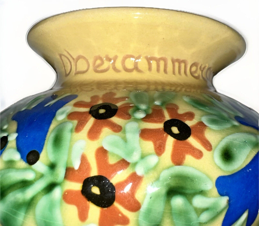 Anton Lang Pottery Oberammergau Vase Blue Orange Floral Signed Antique - AntiquesEtceteraAnton Lang Pottery Oberammergau Vase Blue Orange Floral Signed AntiquePotteryAntiquesEtceteraAntiquesEtcetera