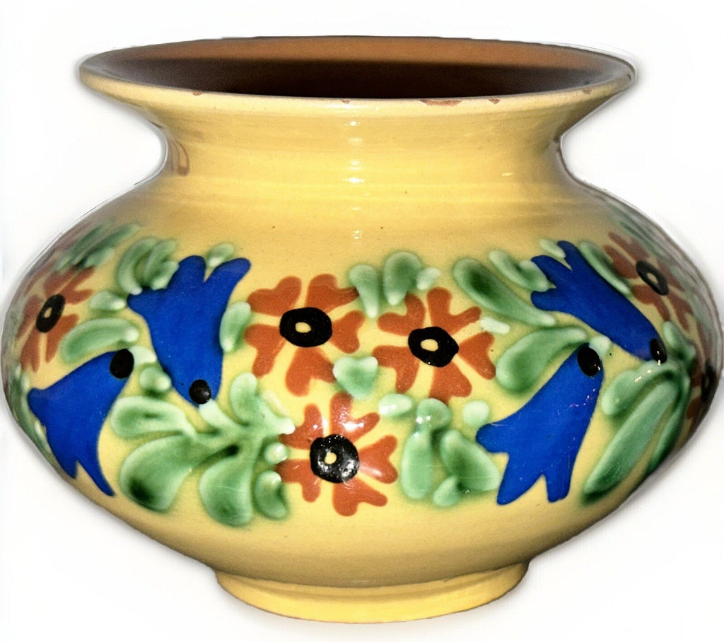 Anton Lang Pottery Oberammergau Vase Blue Orange Floral Signed Antique - AntiquesEtceteraAnton Lang Pottery Oberammergau Vase Blue Orange Floral Signed AntiquePotteryAntiquesEtceteraAntiquesEtcetera