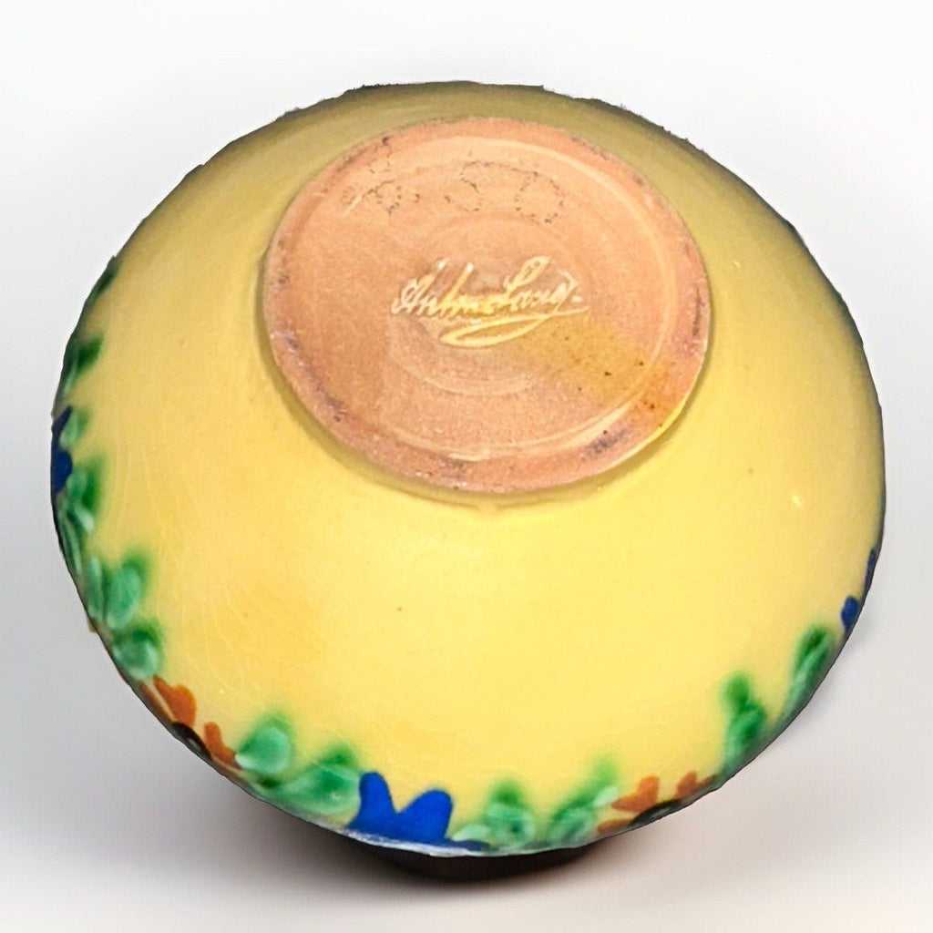 Anton Lang Pottery Oberammergau Vase Blue Orange Floral Signed Antique - AntiquesEtceteraAnton Lang Pottery Oberammergau Vase Blue Orange Floral Signed AntiquePotteryAntiquesEtceteraAntiquesEtcetera