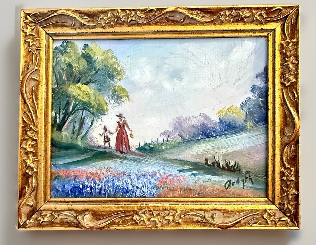 Ardyth Haecker Oil Canvas Board Bluebonnet Texas Field Miniature Signed Painting - AntiquesEtceteraArdyth Haecker Oil Canvas Board Bluebonnet Texas Field Miniature Signed PaintingOriginal Signed ArtAntiquesEtceteraAntiquesEtcetera